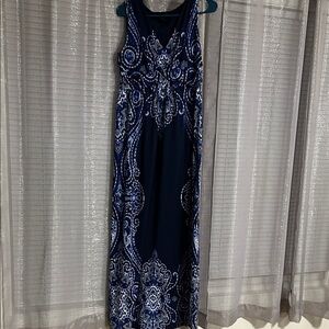 INC International Concepts Navy and White Maxi Dress